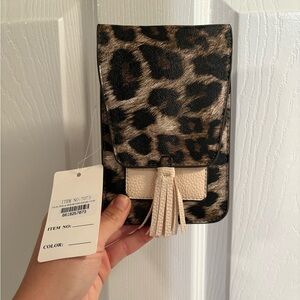 Leopard Print Crossbody Bag with Tassel